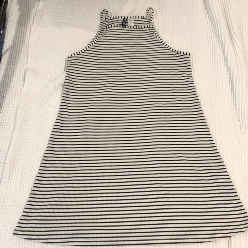 Striped Black and White Highneck Ribbed H&M Dress